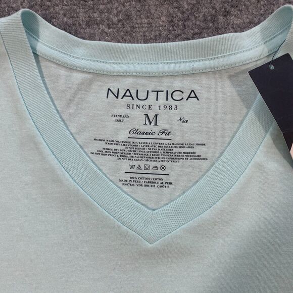 Nautica Reel Deal Tavern V-Neck Shirt Adult Medium Blue Beachcomber Island Fiji - Picture 12 of 16